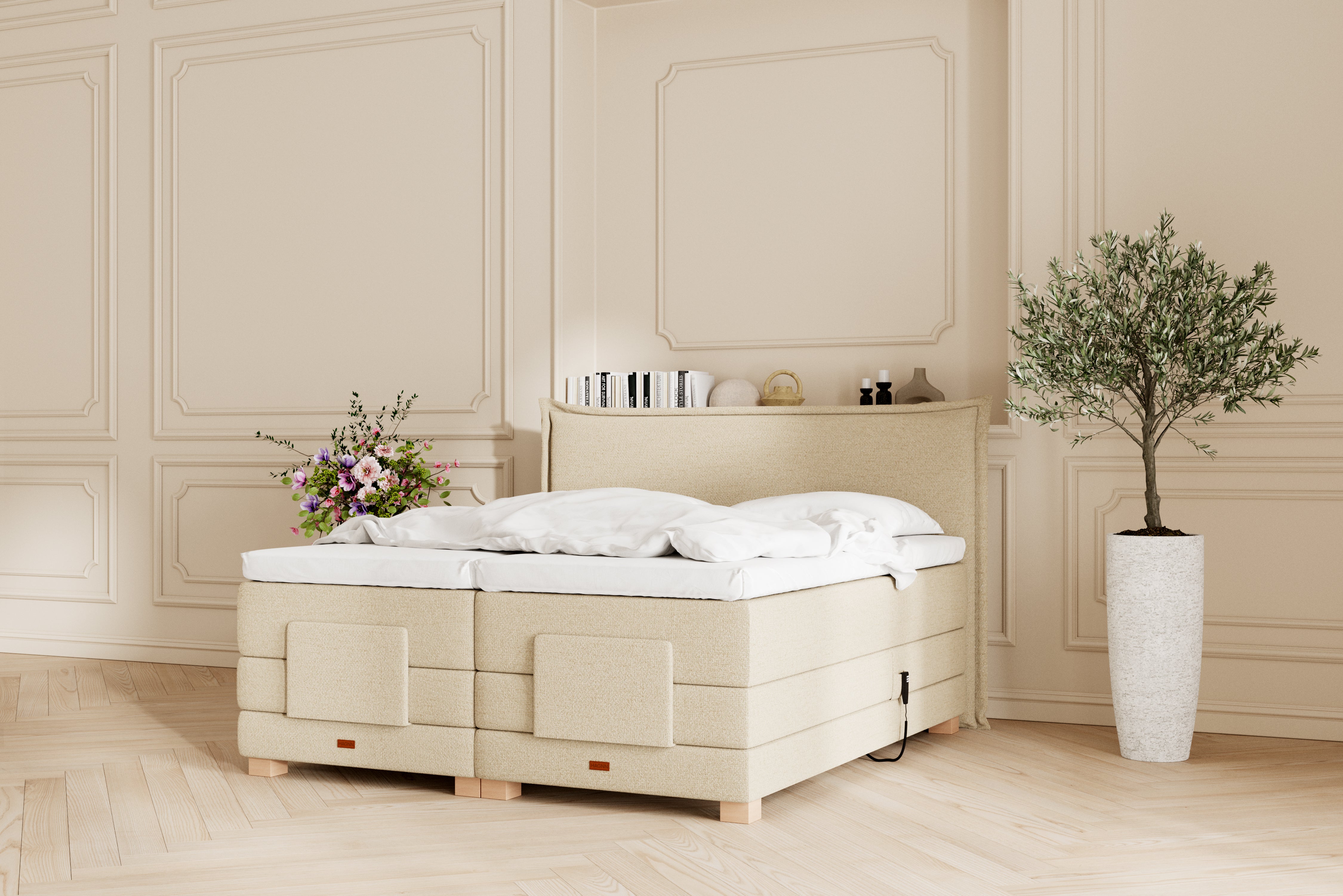 SÖVNN Silva Elevationsseng - 180x200 - Lys beige