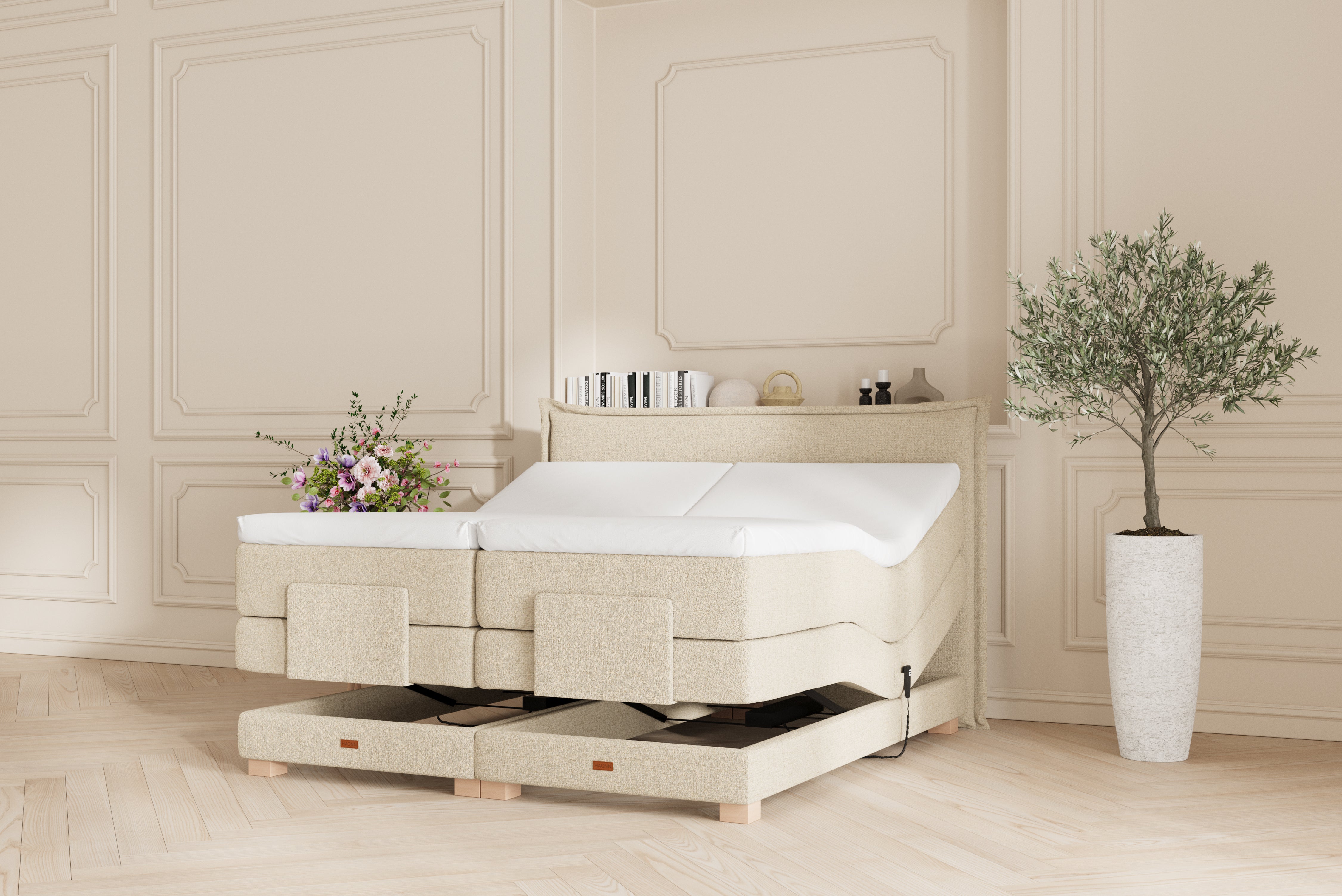 SÖVNN Silva Elevationsseng - 160x200 - Lys beige