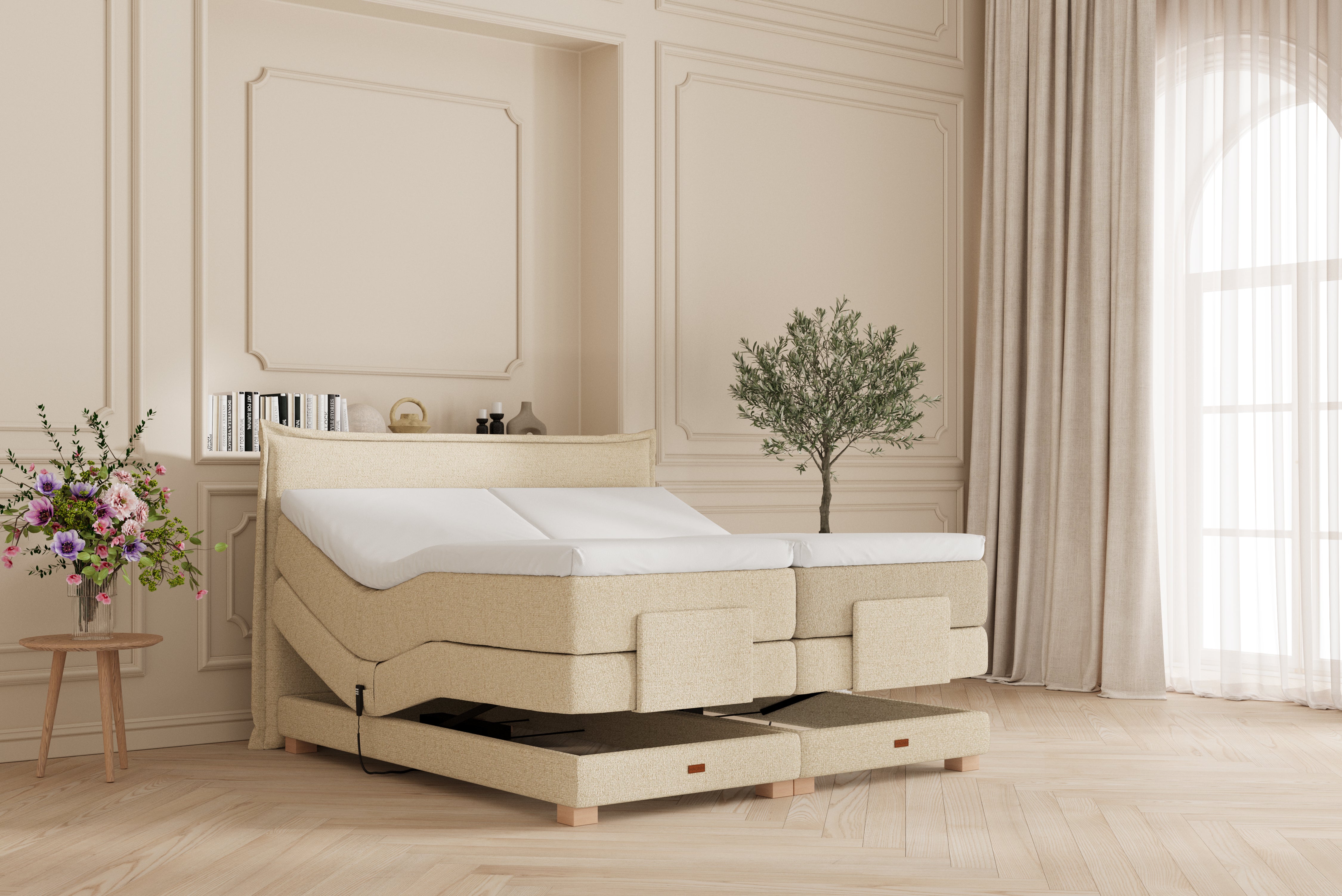 SÖVNN Silva Elevationsseng - 180x200 - Lys beige