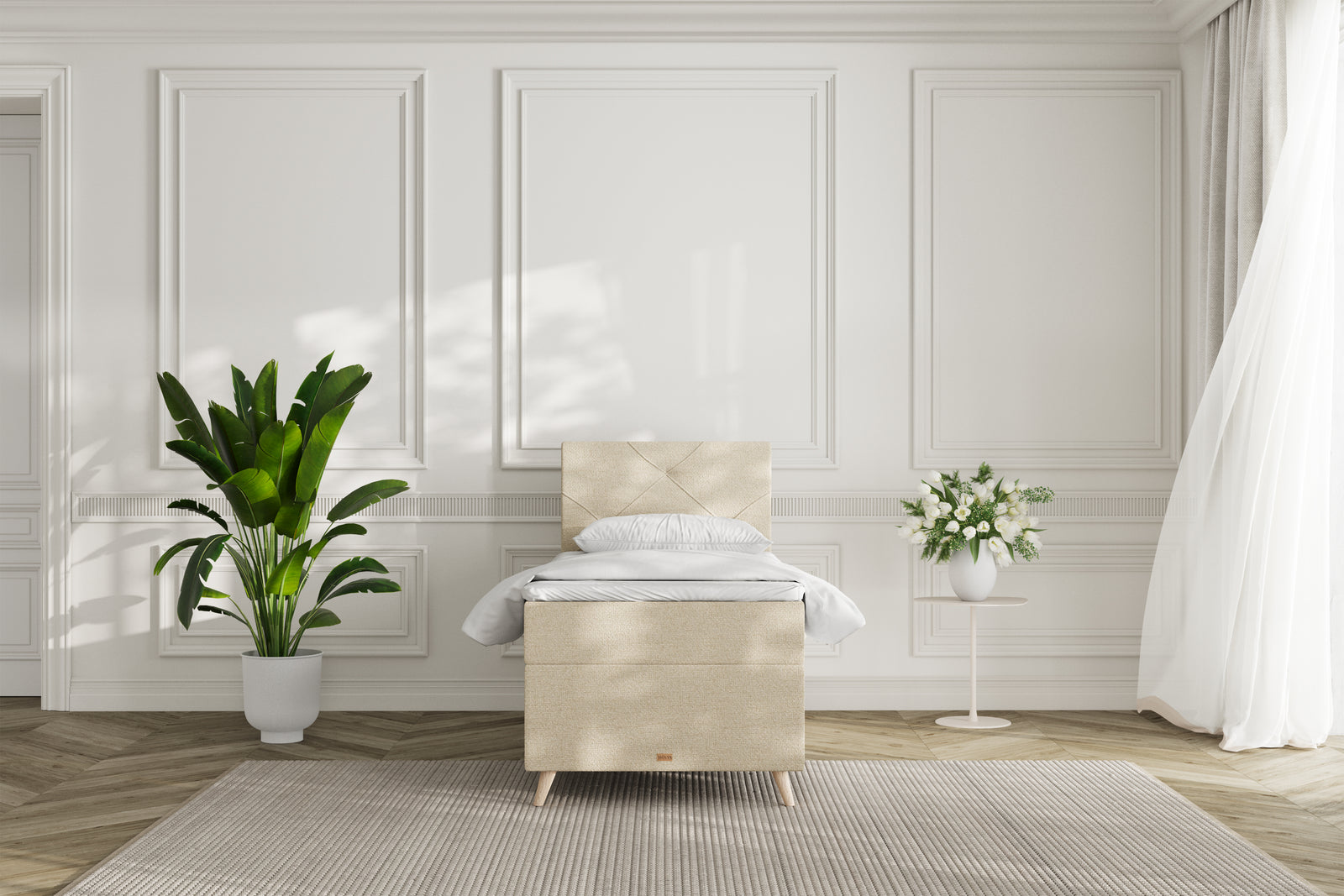 SÖVNN Thea Boxseng Med Opbevaring - 90x200 - Lys beige