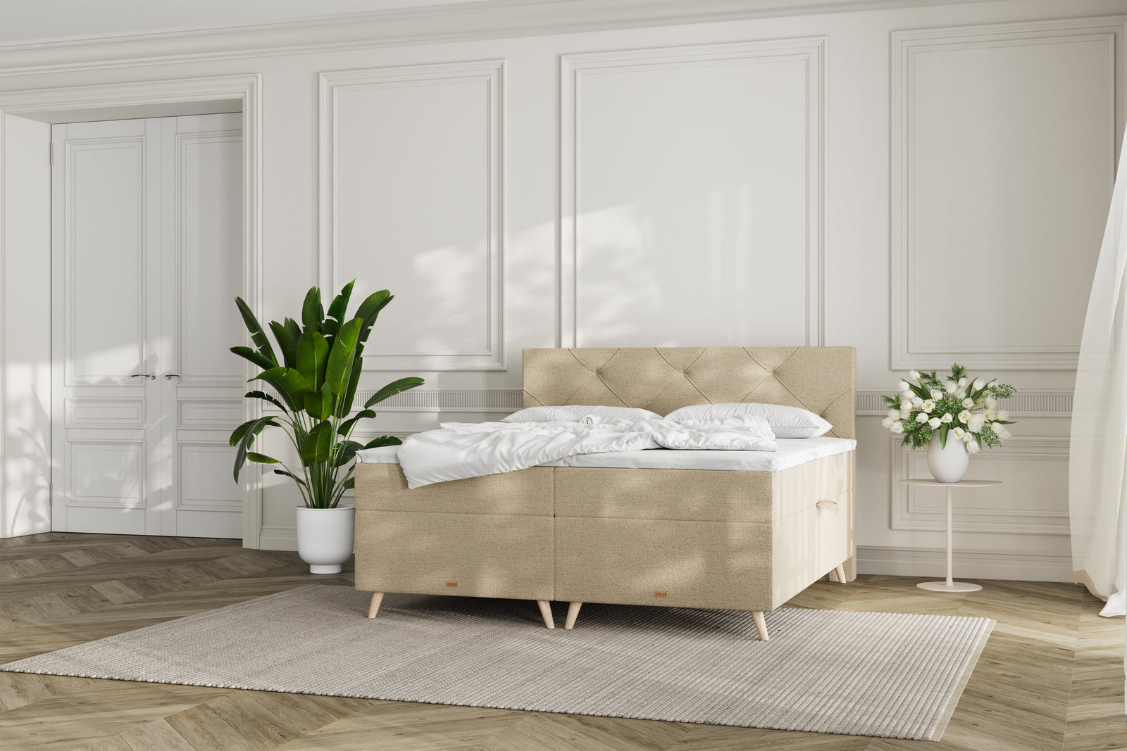 SÖVNN Thea Boxseng Med Opbevaring - 180x200 - Sand