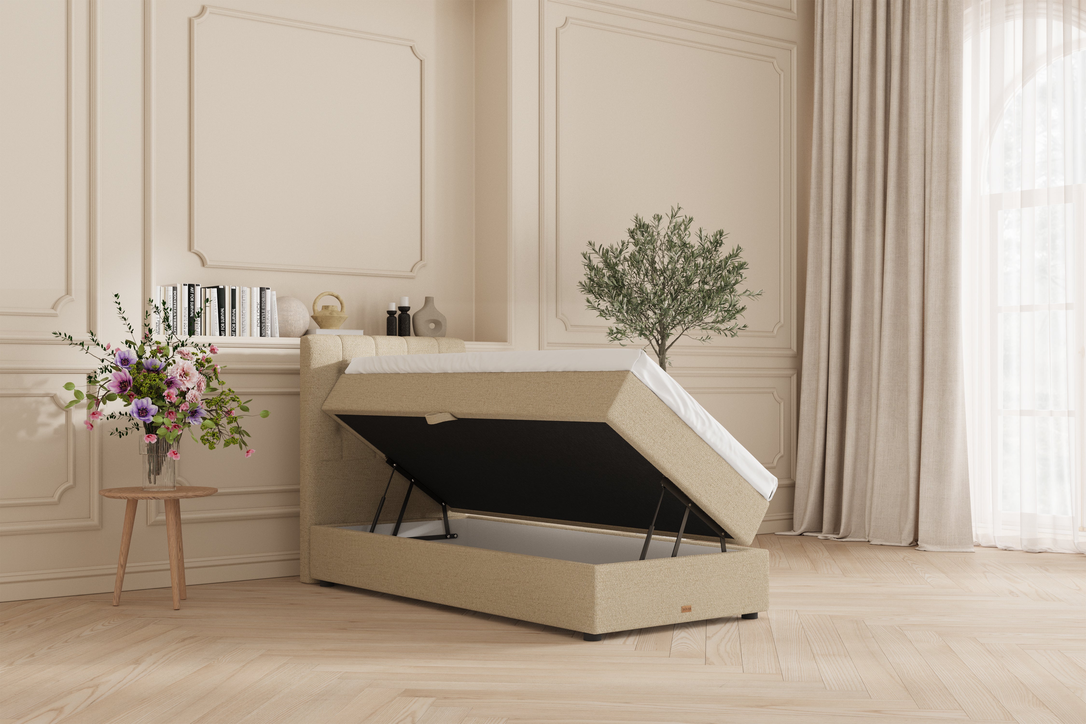 SÖVNN Vera Boxseng Med Opbevaring - 80x200 - Sand