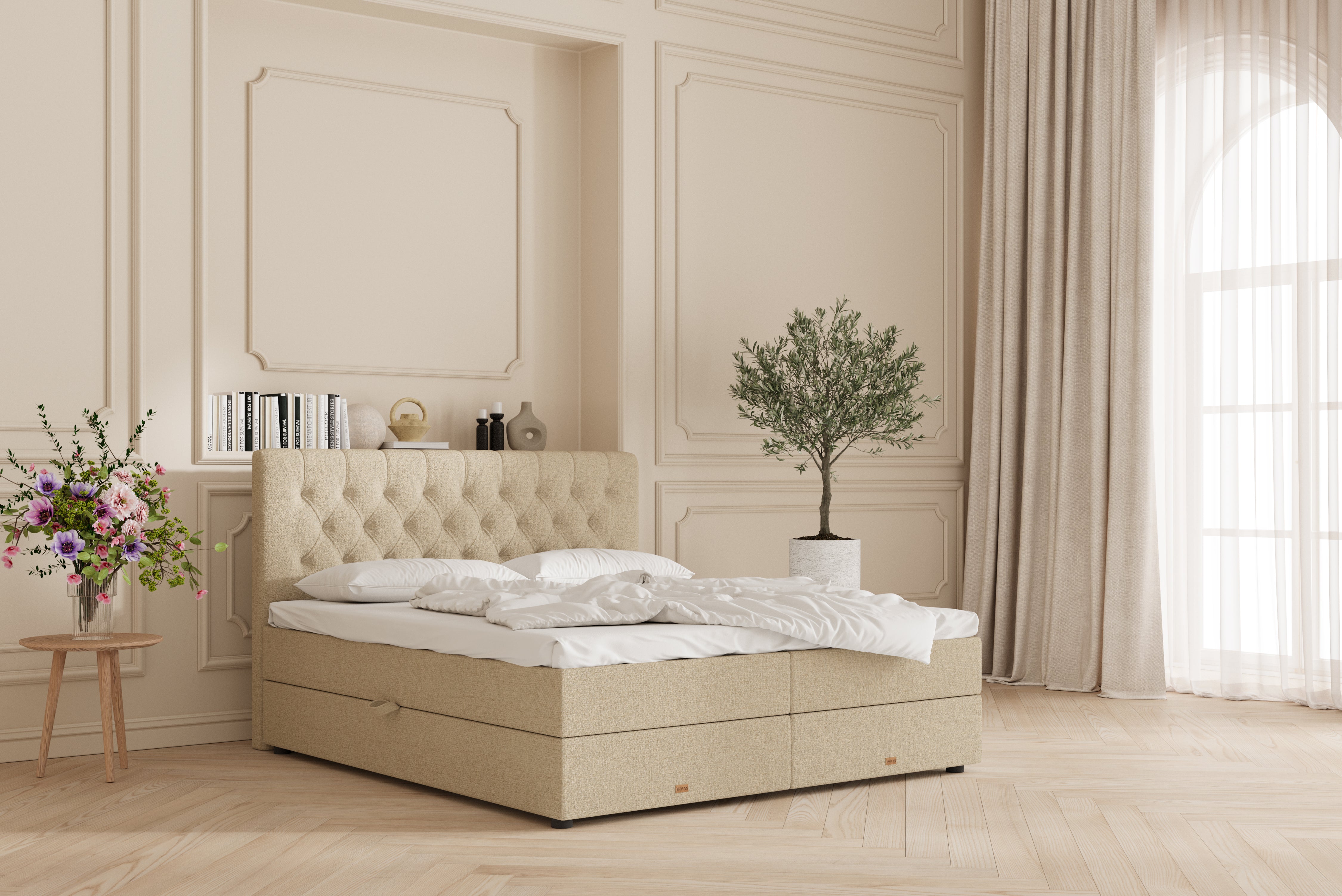 SÖVNN Vera Boxseng Med Opbevaring - 160x200 - Sand