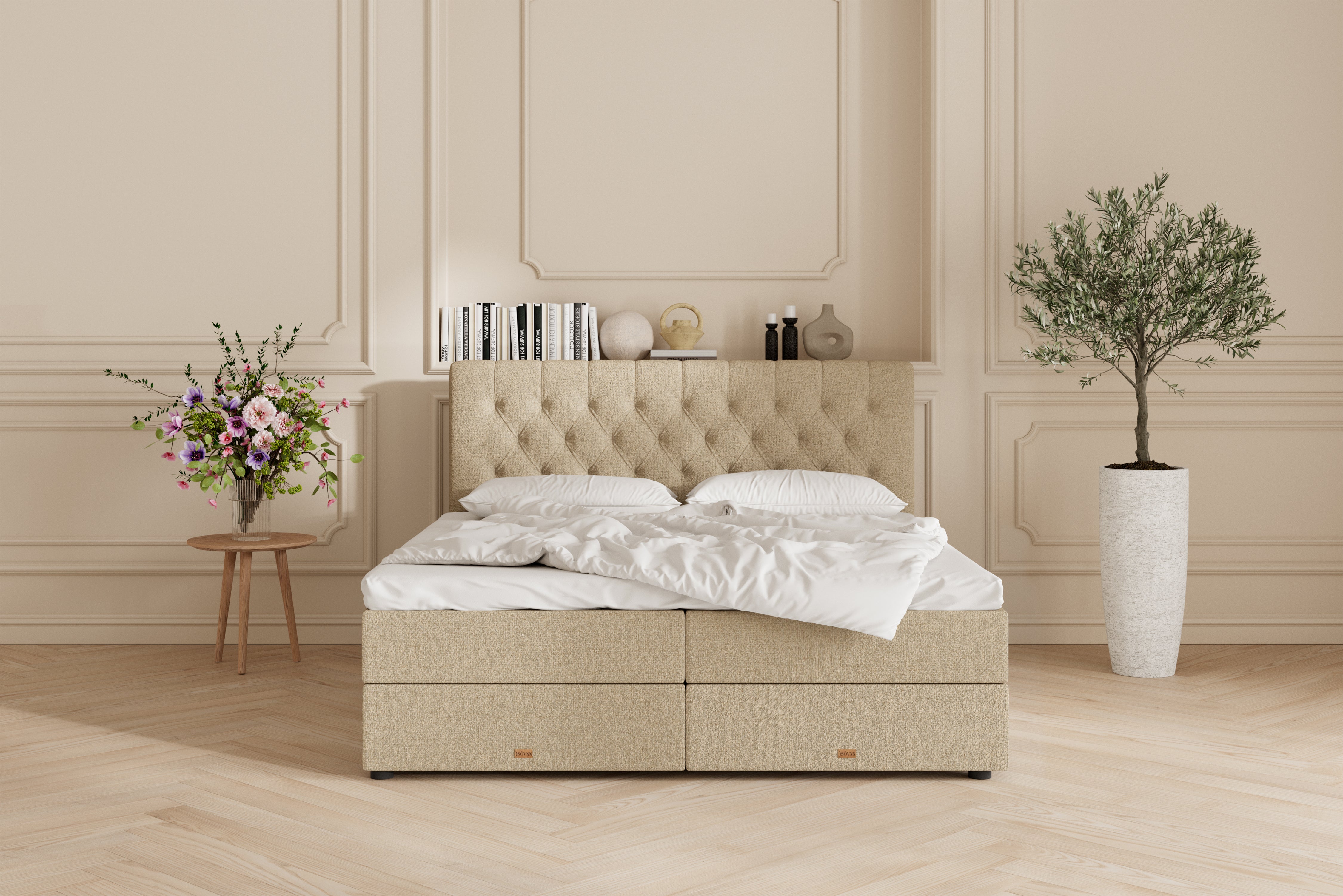 SÖVNN Vera Boxseng Med Opbevaring - 160x200 - Sand