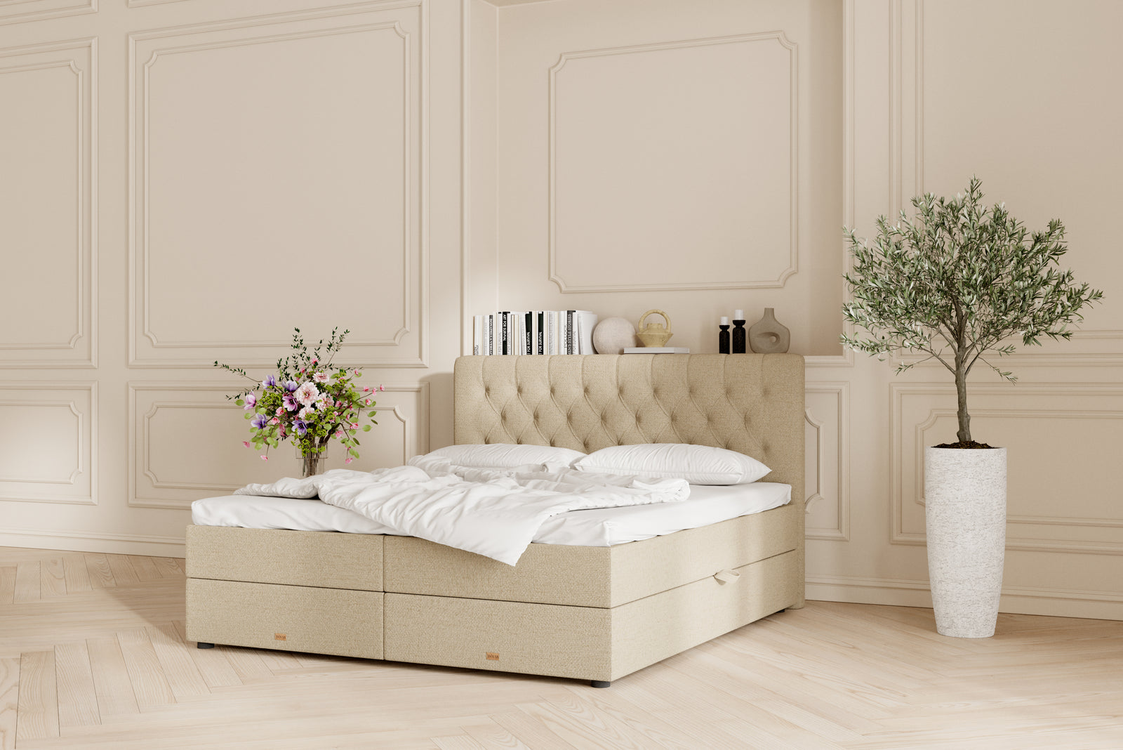 SÖVNN Vera Boxseng Med Opbevaring - 180x200 - Sand