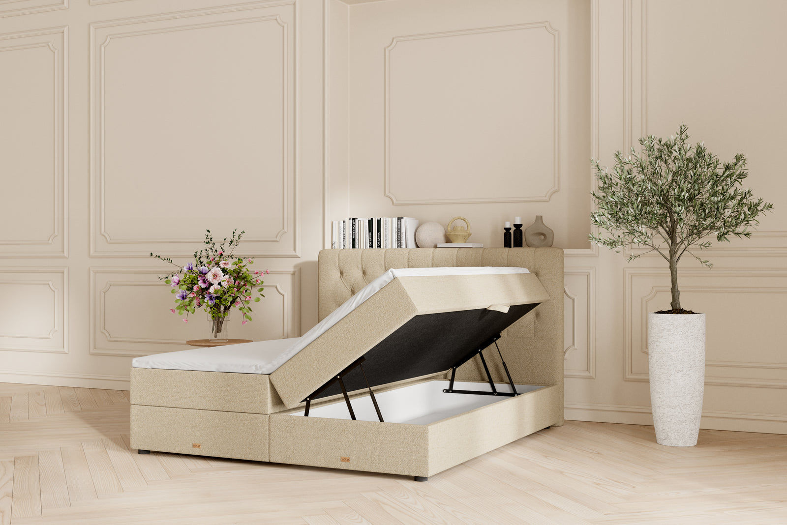 SÖVNN Vera Boxseng Med Opbevaring - 180x200 - Sand