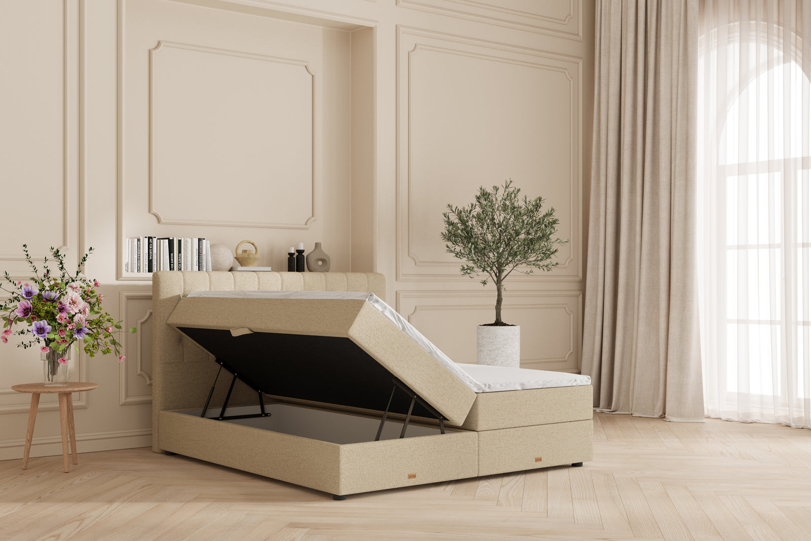 SÖVNN Vera Boxseng Med Opbevaring - 180x200 - Sand