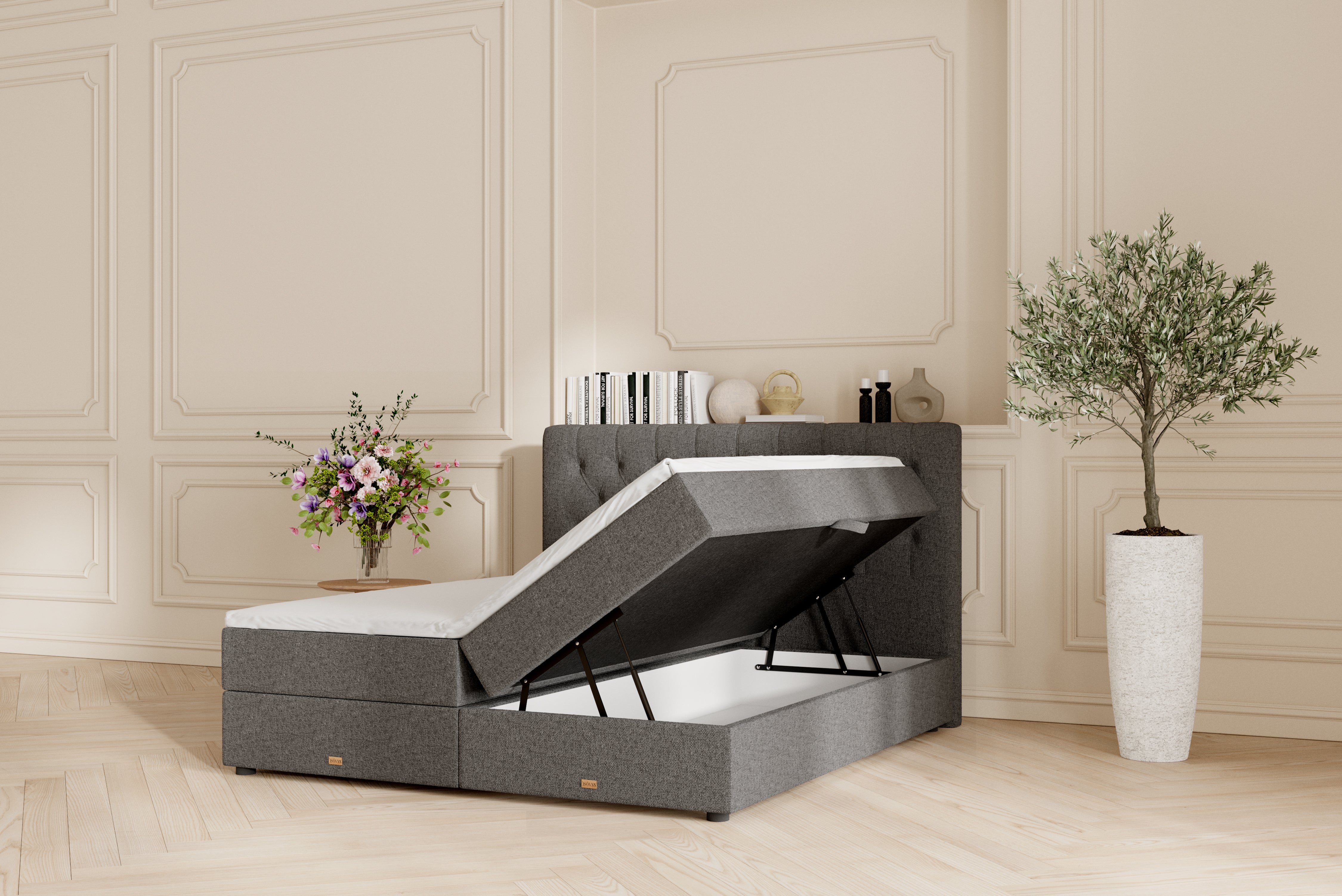 SÖVNN Vera Boxseng Med Opbevaring - 160x200 - Grå