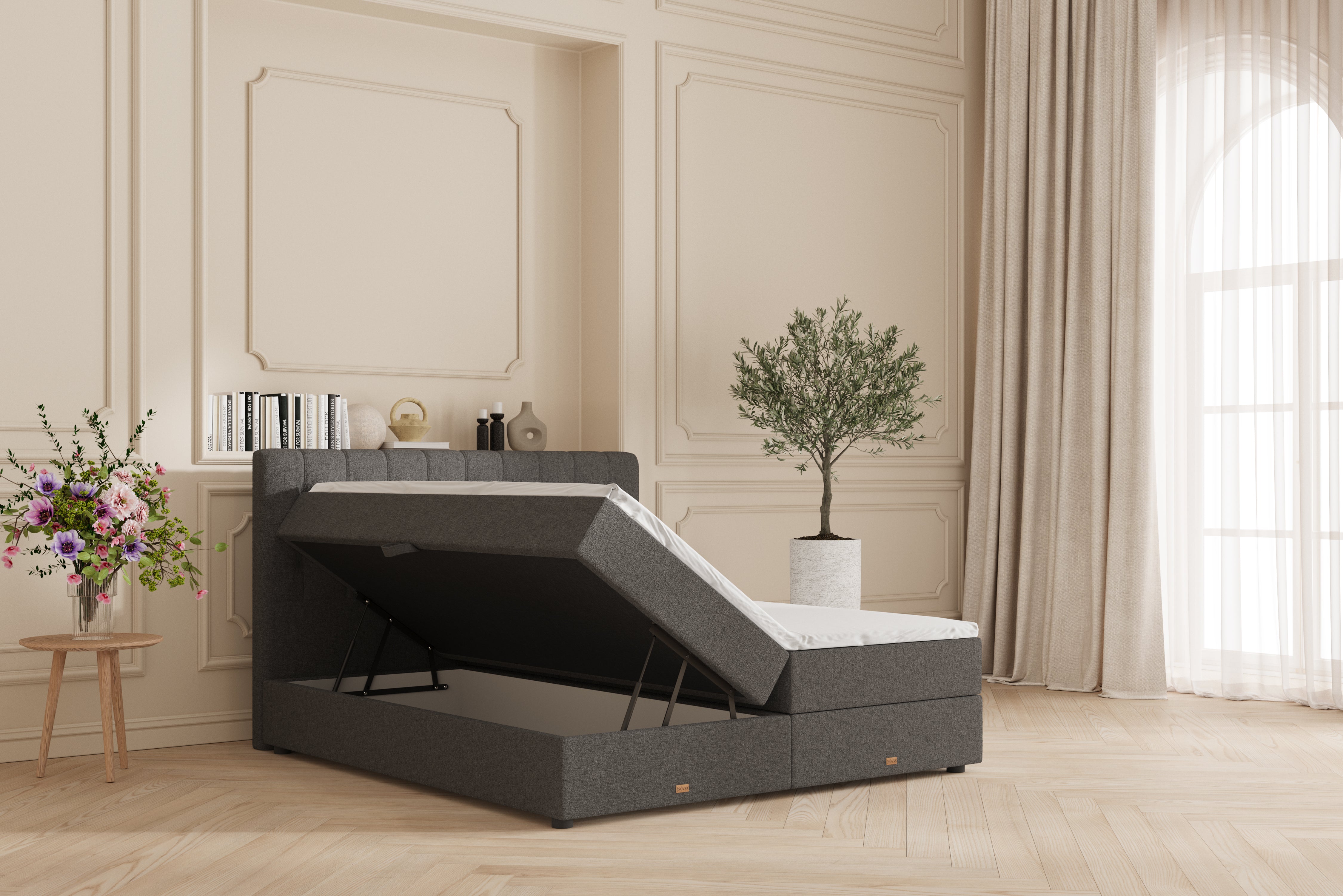 SÖVNN Vera Boxseng Med Opbevaring - 180x210 - Grå