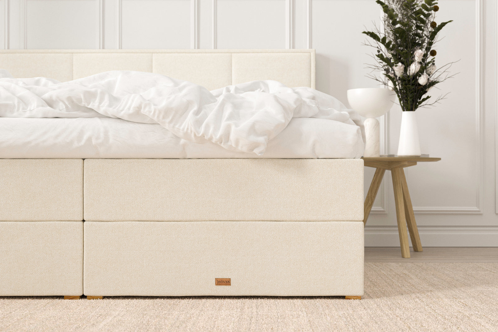 SÖVNN Freya Boxseng Med Opbevaring - 210x210 - Lys beige