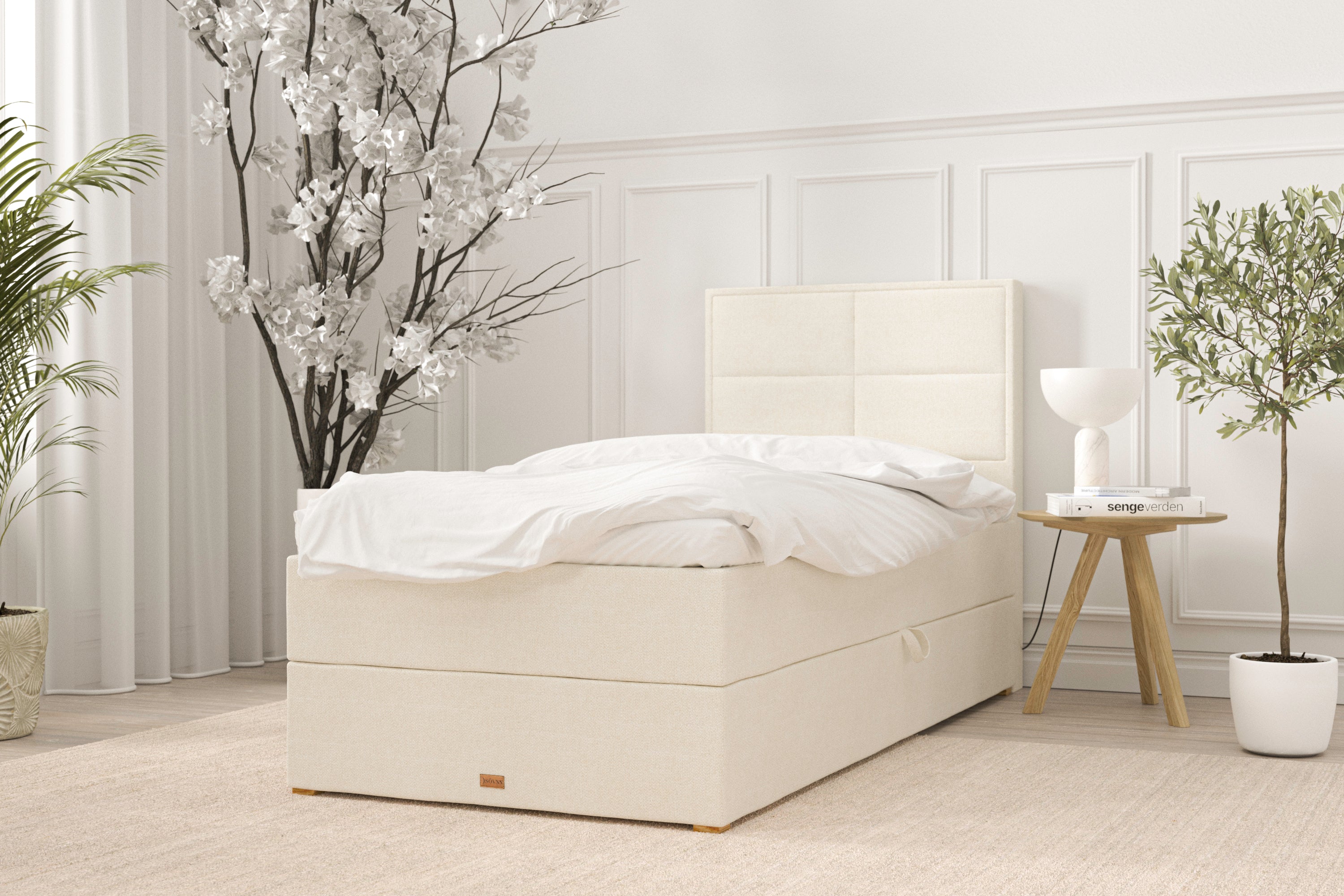 SÖVNN Freya Boxseng Med Opbevaring - 80x200 - Lys beige
