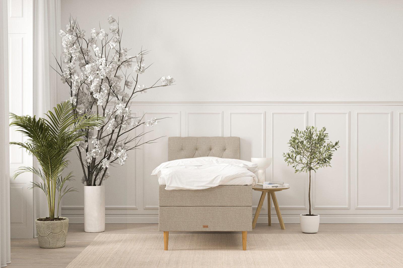 SÖVNN Alma Boxseng Med Opbevaring - 90x200 - Sand