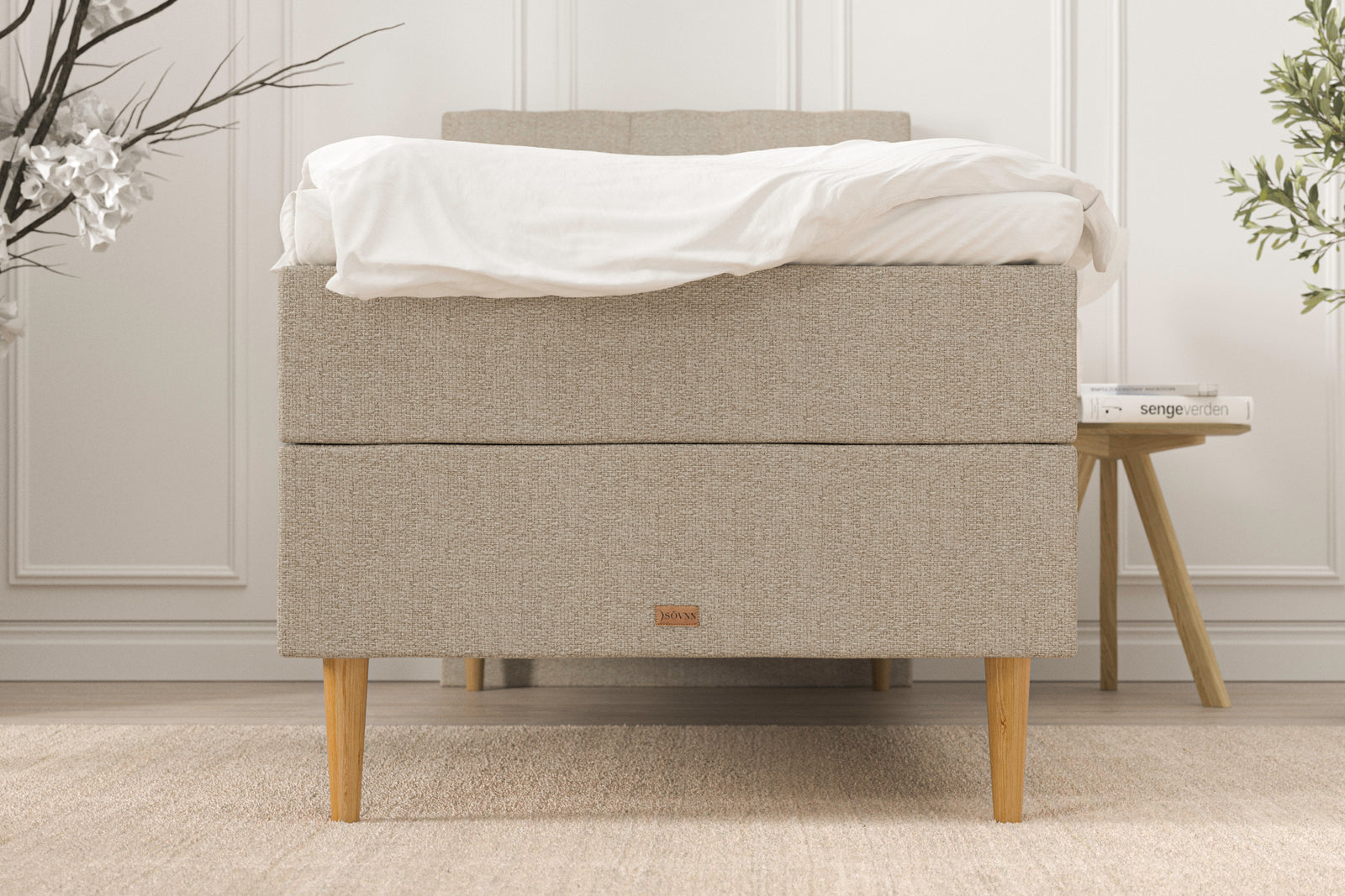 SÖVNN Alma Boxseng Med Opbevaring - 90x200 - Sand