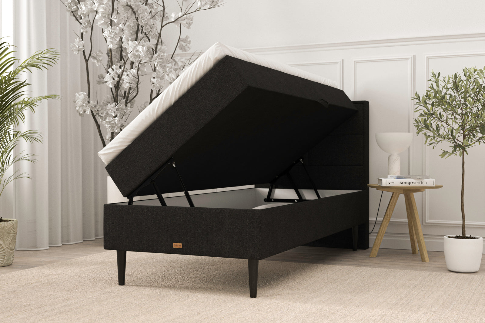 SÖVNN Nora Boxseng Med Opbevaring - 80x200 - Sort