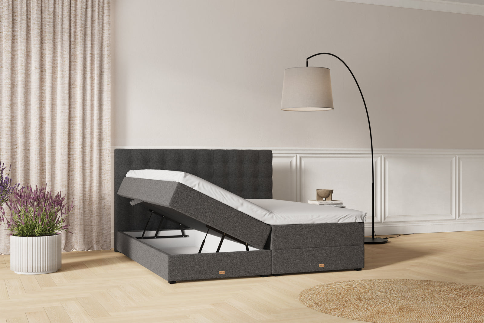 SÖVNN Xtra Boxseng Med Opbevaring - 160x200 - Grå