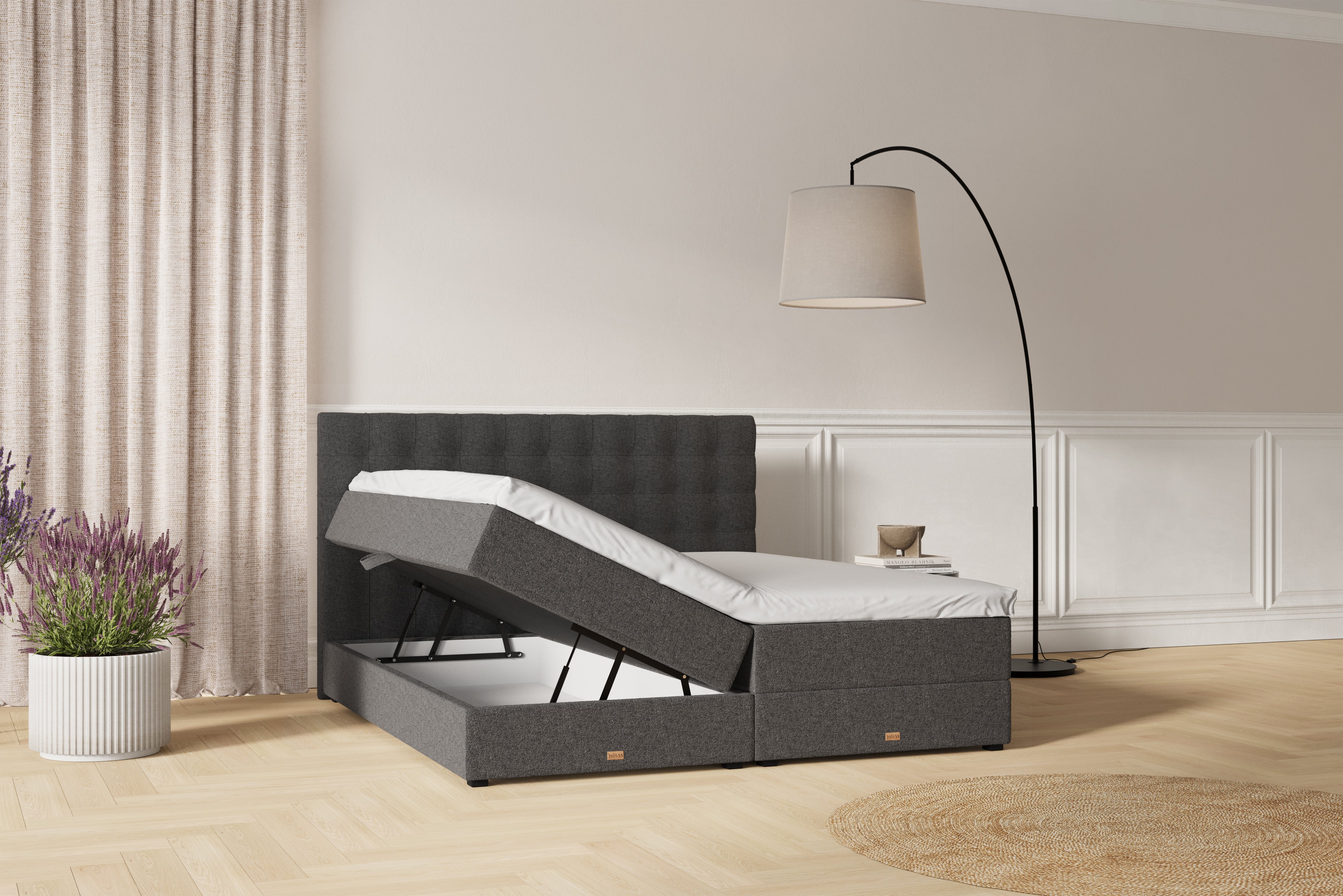 SÖVNN Xtra Boxseng Med Opbevaring - 180x200 - Grå