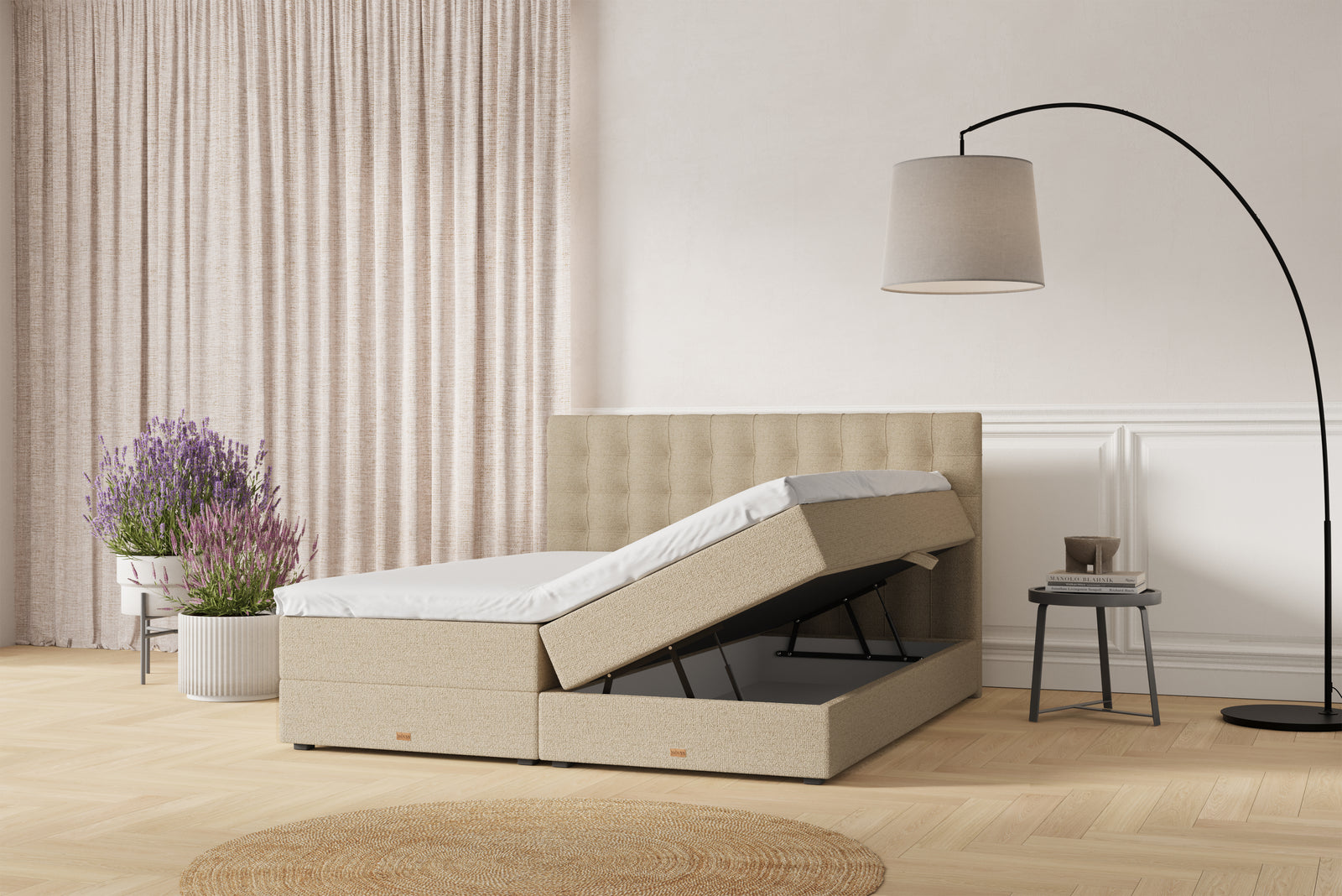 SÖVNN Xtra Boxseng Med Opbevaring - 210x210 - Sand