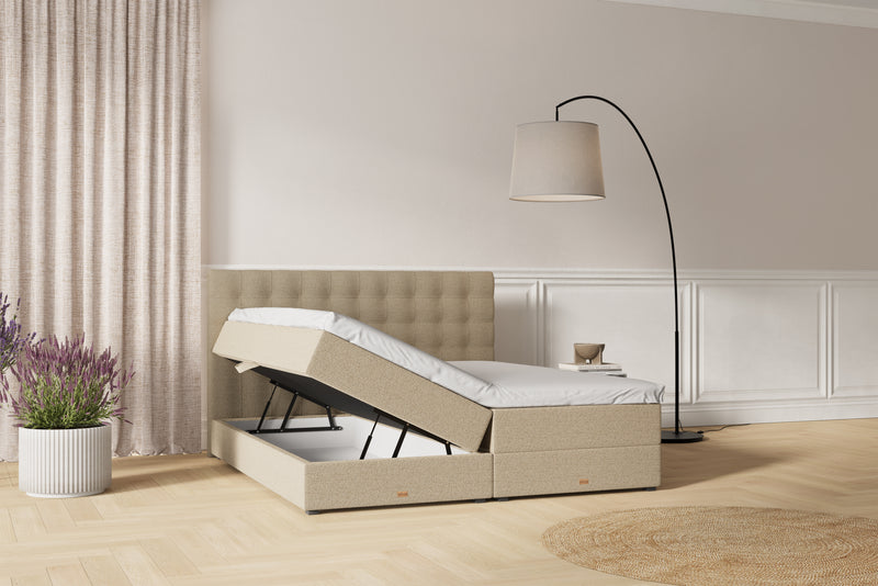 SÖVNN Xtra Boxseng Med Opbevaring - 140x200 - Sand