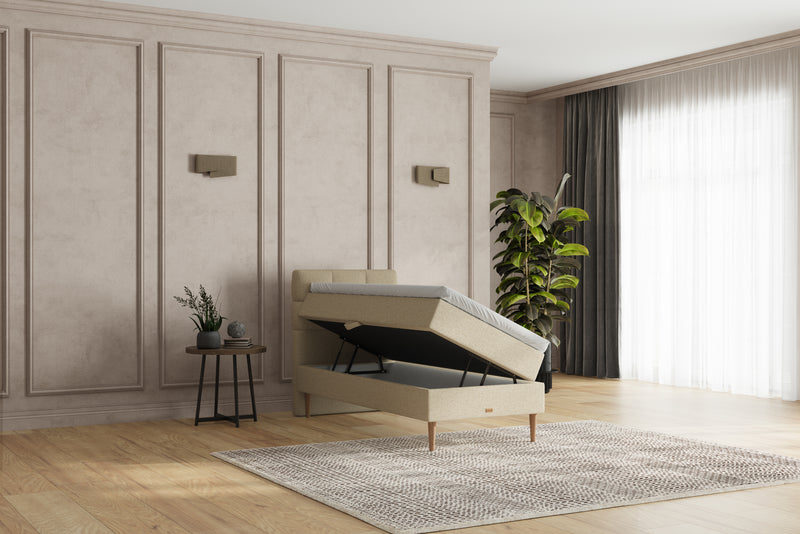 SÖVNN Zara Boxseng Med Opbevaring - 90x200 - Lys beige