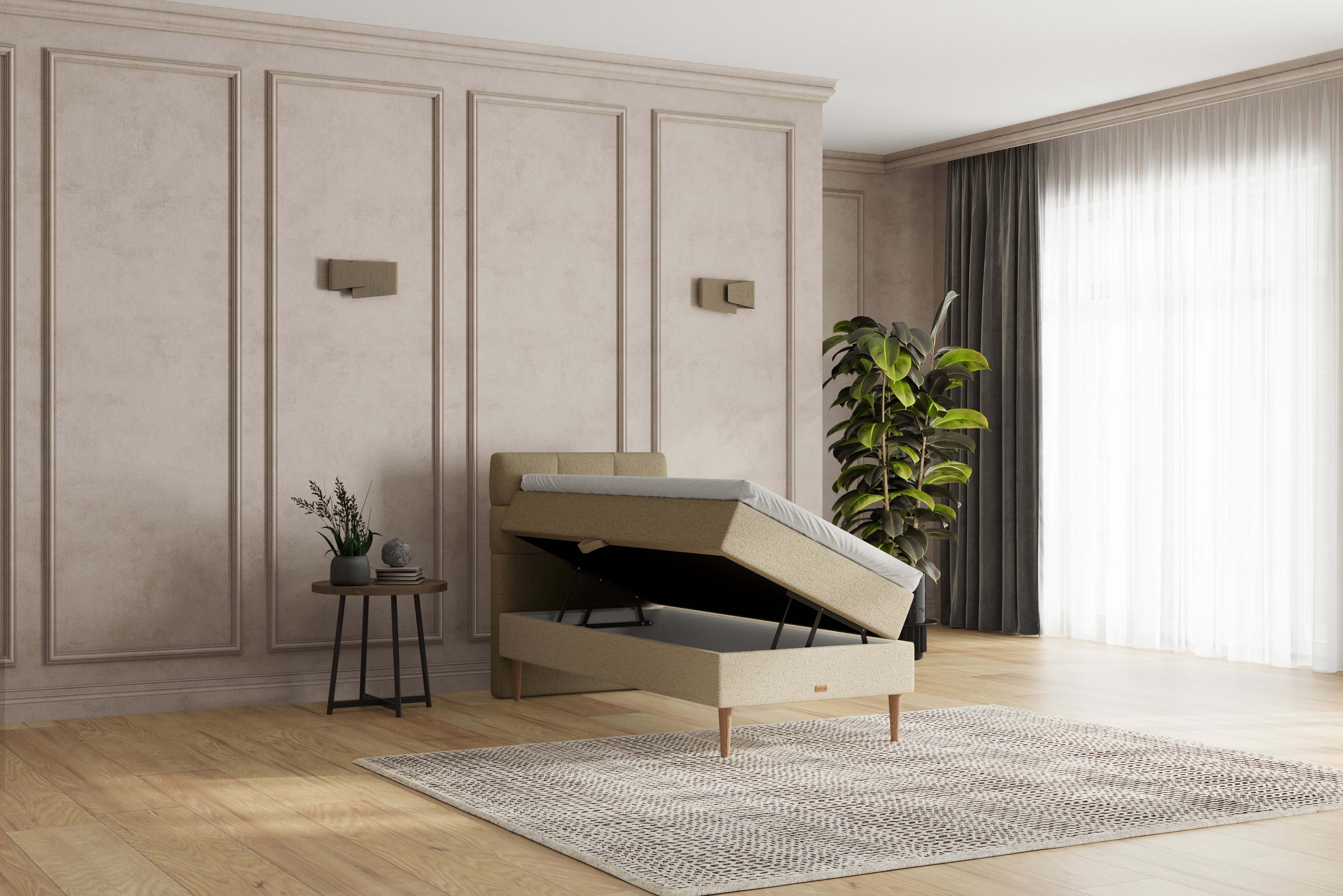 SÖVNN Zara Boxseng Med Opbevaring - 80x200 - Sand