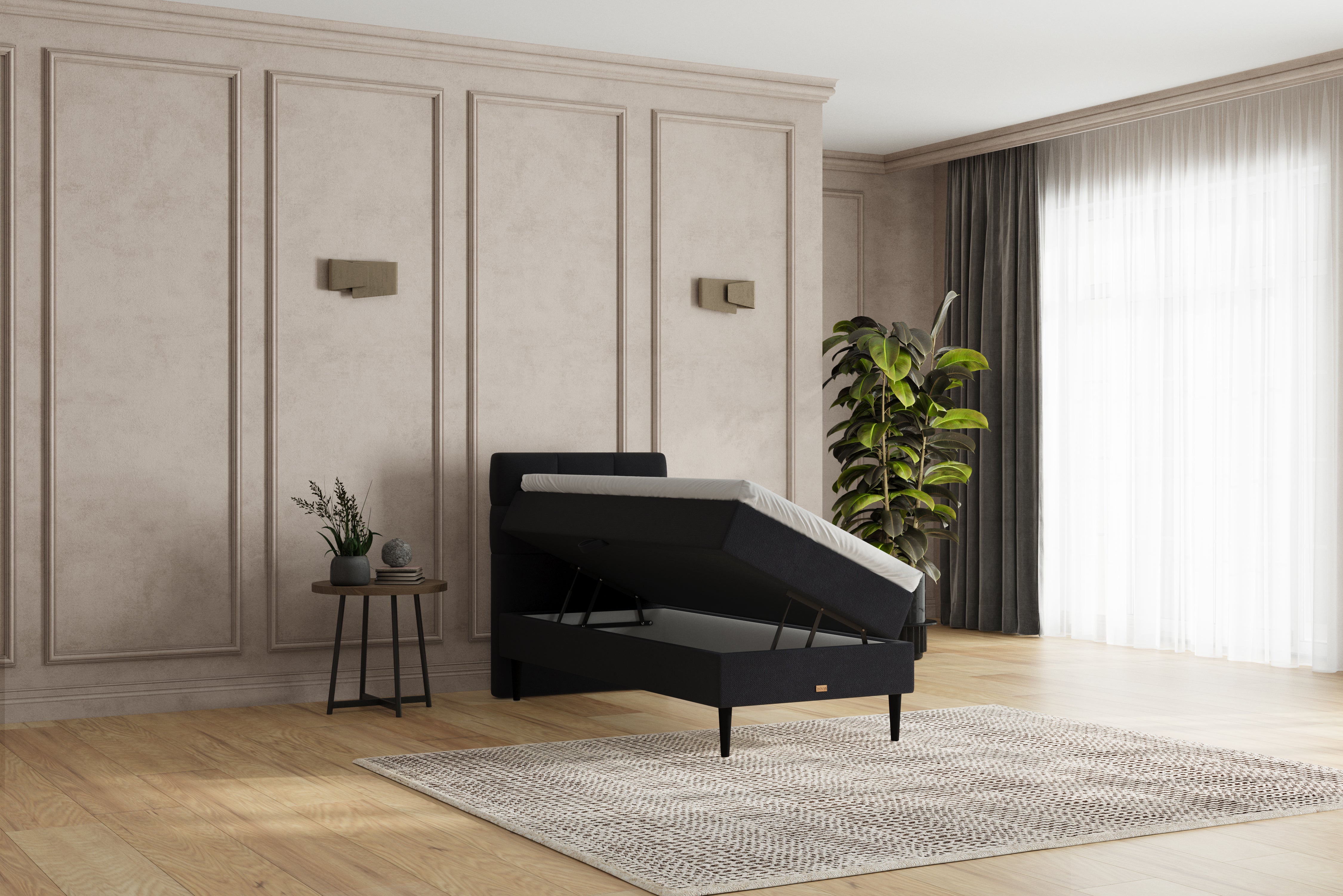 SÖVNN Zara Boxseng Med Opbevaring - 80x200 - Sort