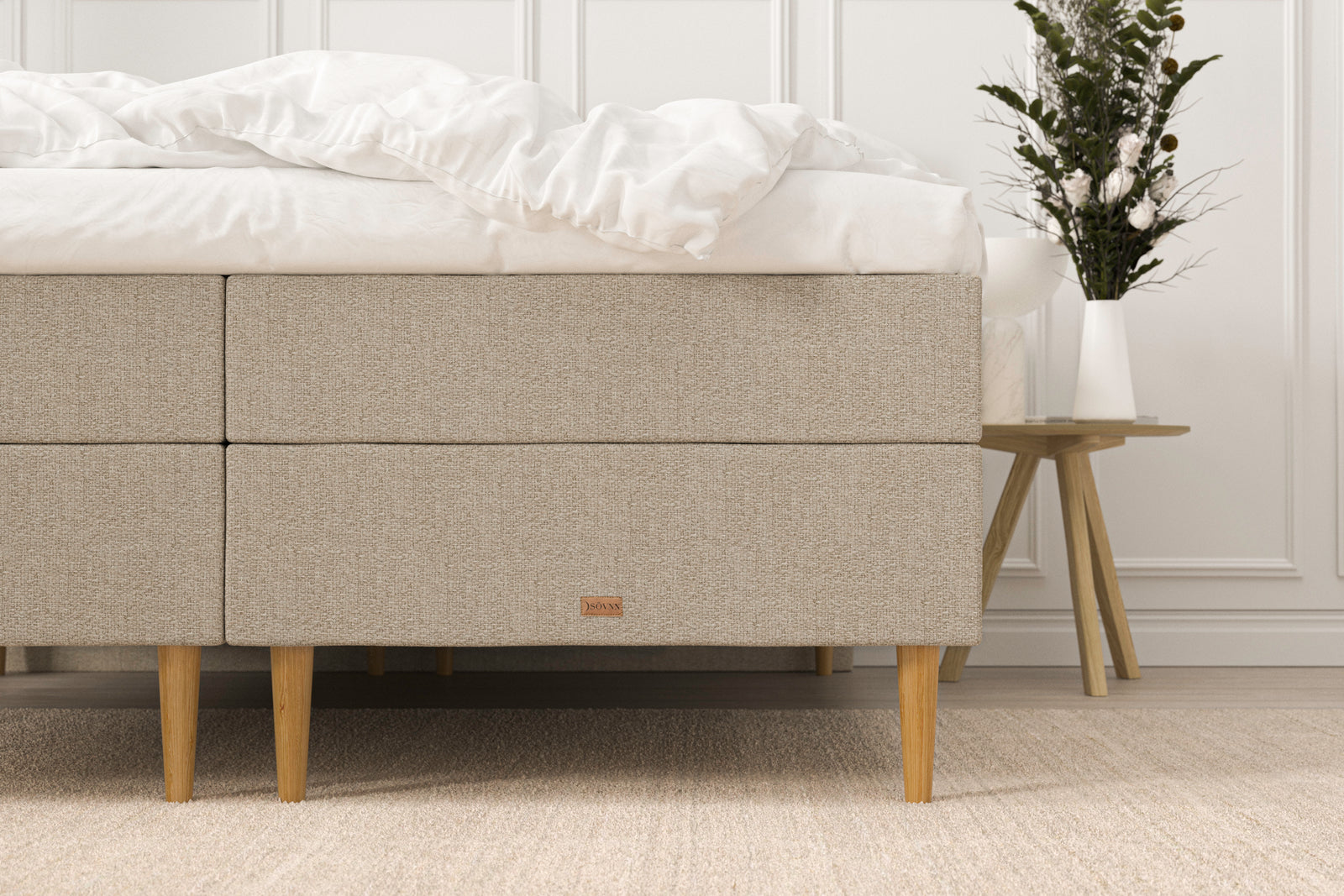 SÖVNN Alma Boxseng Med Opbevaring - 180x210 - Sand