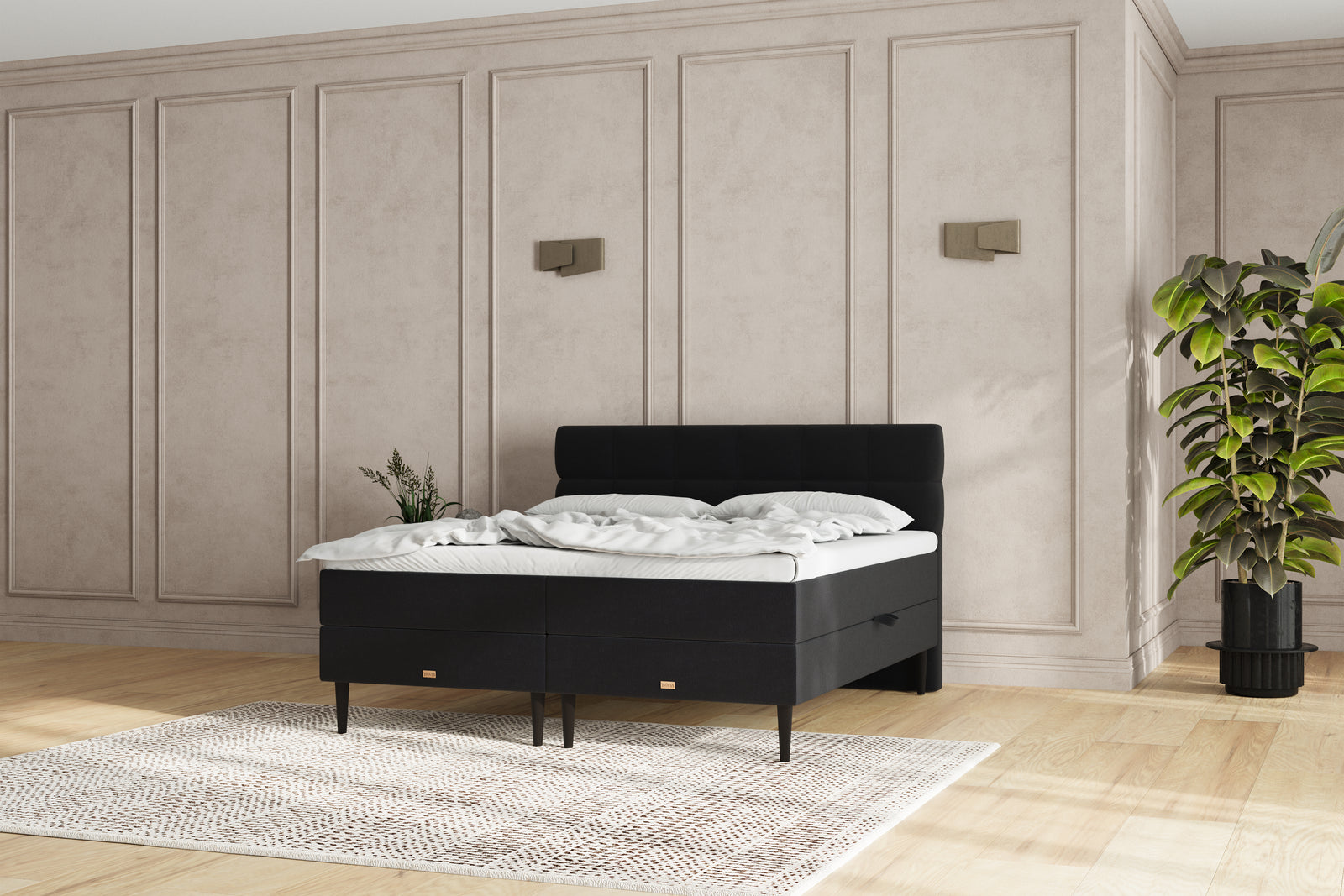 SÖVNN Zara Boxseng Med Opbevaring - 180x200 - Sort
