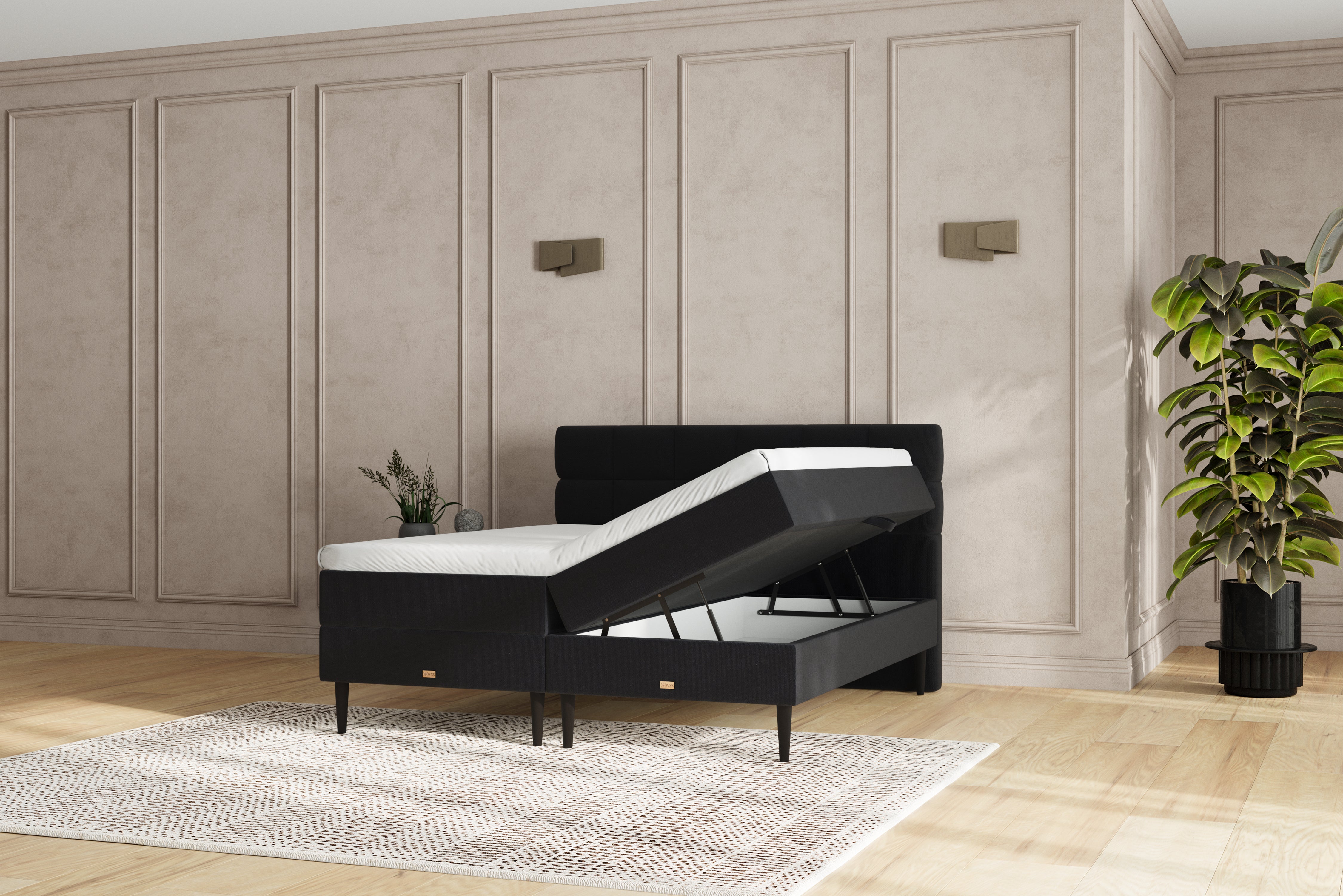 SÖVNN Zara Boxseng Med Opbevaring - 180x200 - Sort