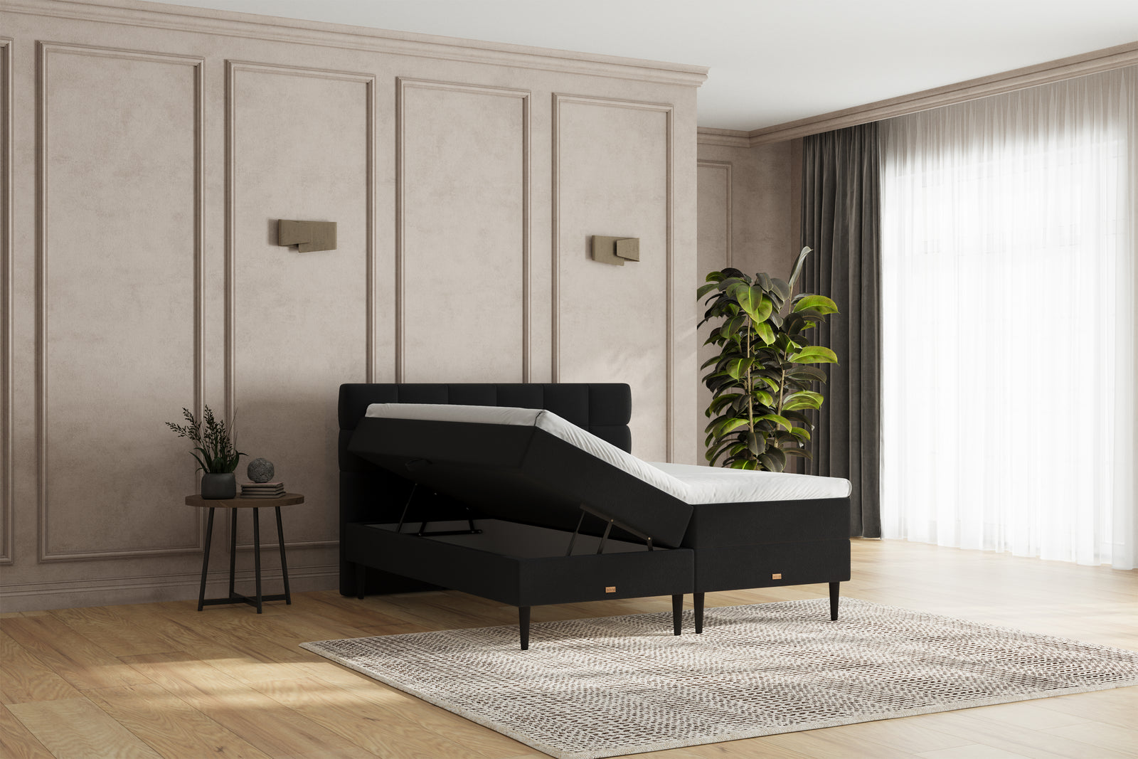 SÖVNN Zara Boxseng Med Opbevaring - 180x200 - Sort