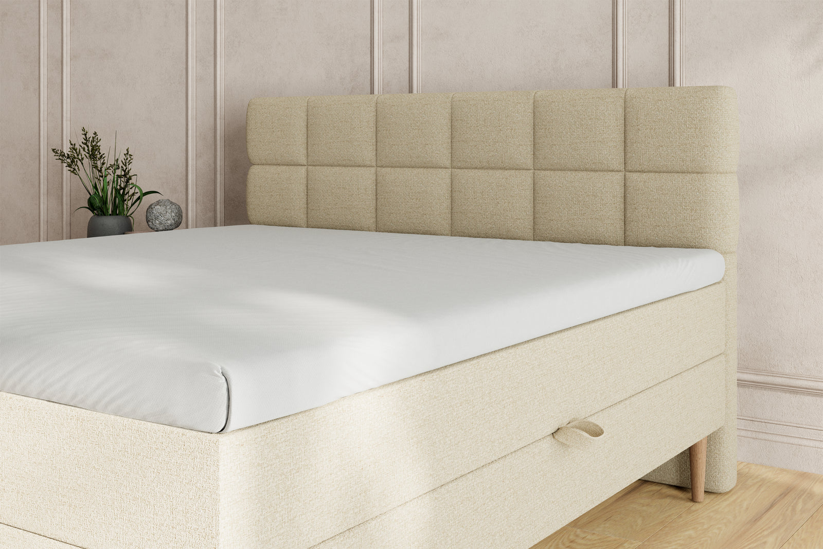 SÖVNN Zara Boxseng Med Opbevaring - 160x200 - Lys beige