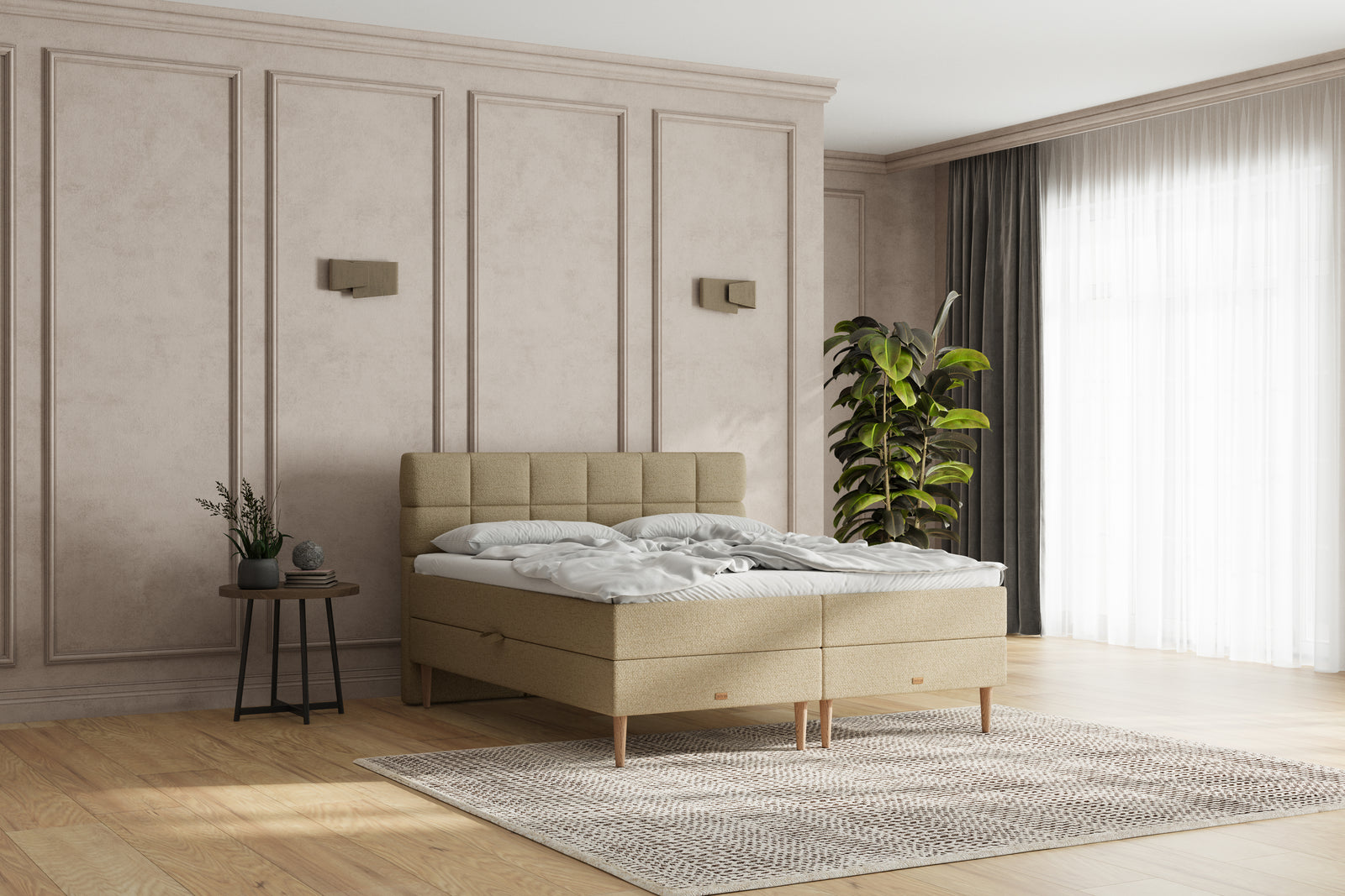 SÖVNN Zara Boxseng Med Opbevaring - 180x200 - Sand