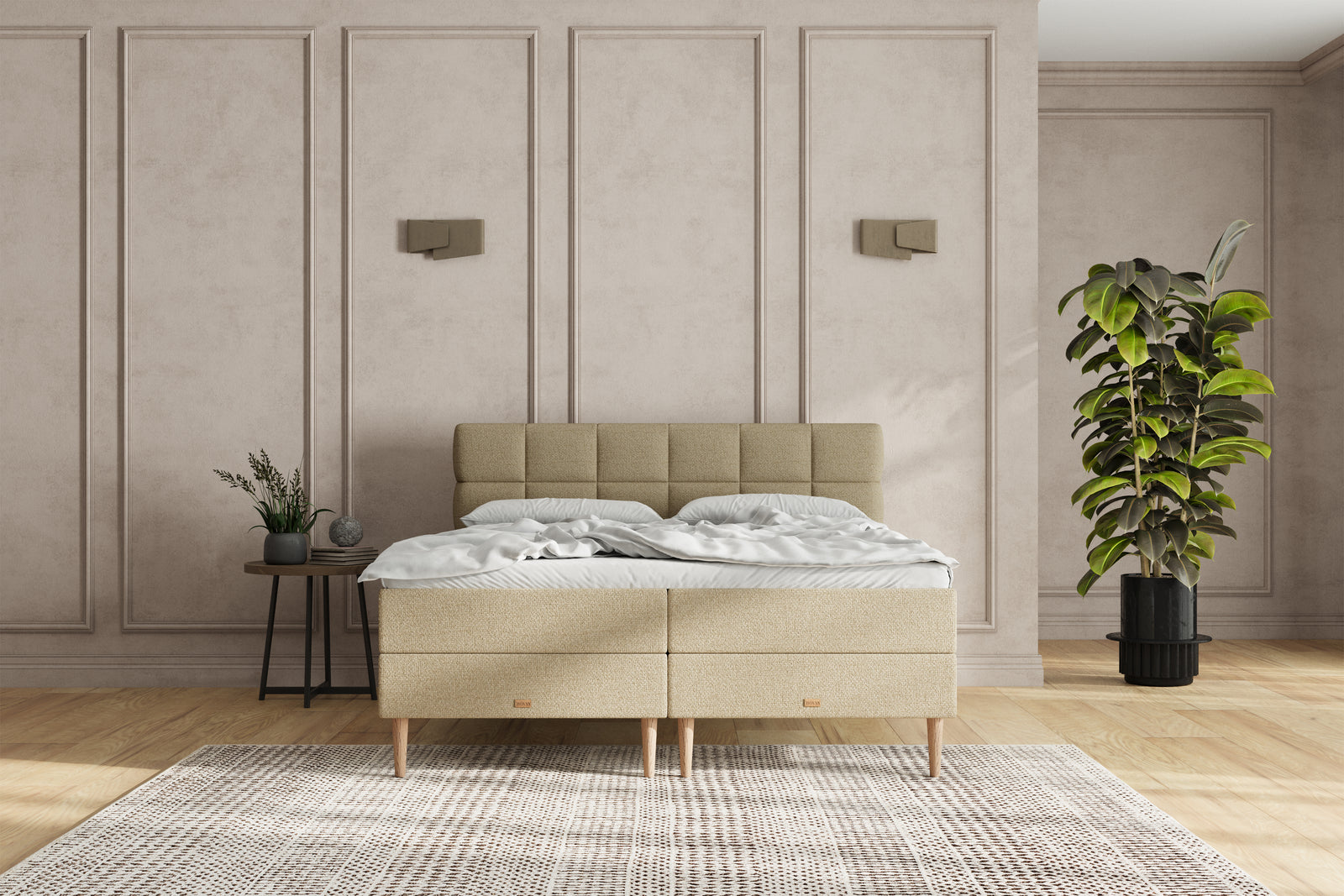 SÖVNN Zara Boxseng Med Opbevaring - 180x200 - Sand