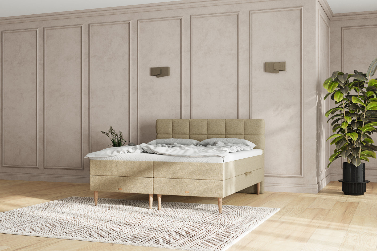 SÖVNN Zara Boxseng Med Opbevaring - 180x200 - Sand